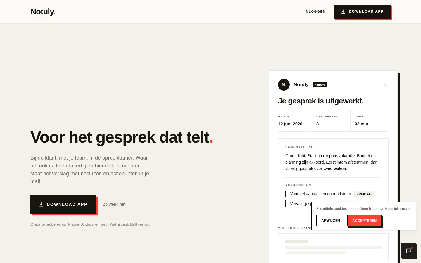 Screenshot van Notuly