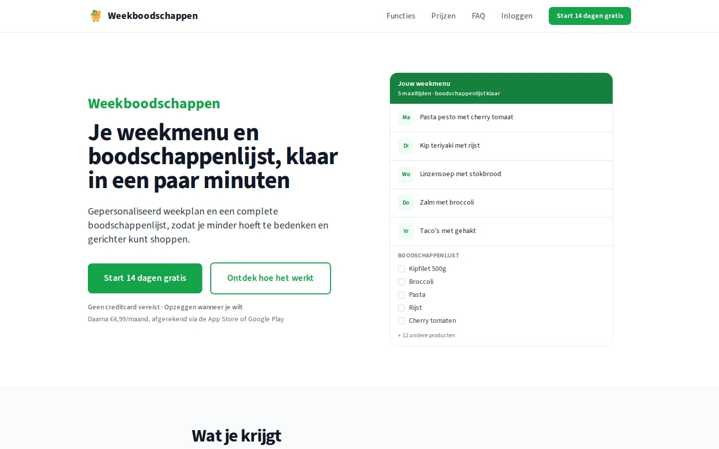 Screenshot van Weekboodschappen