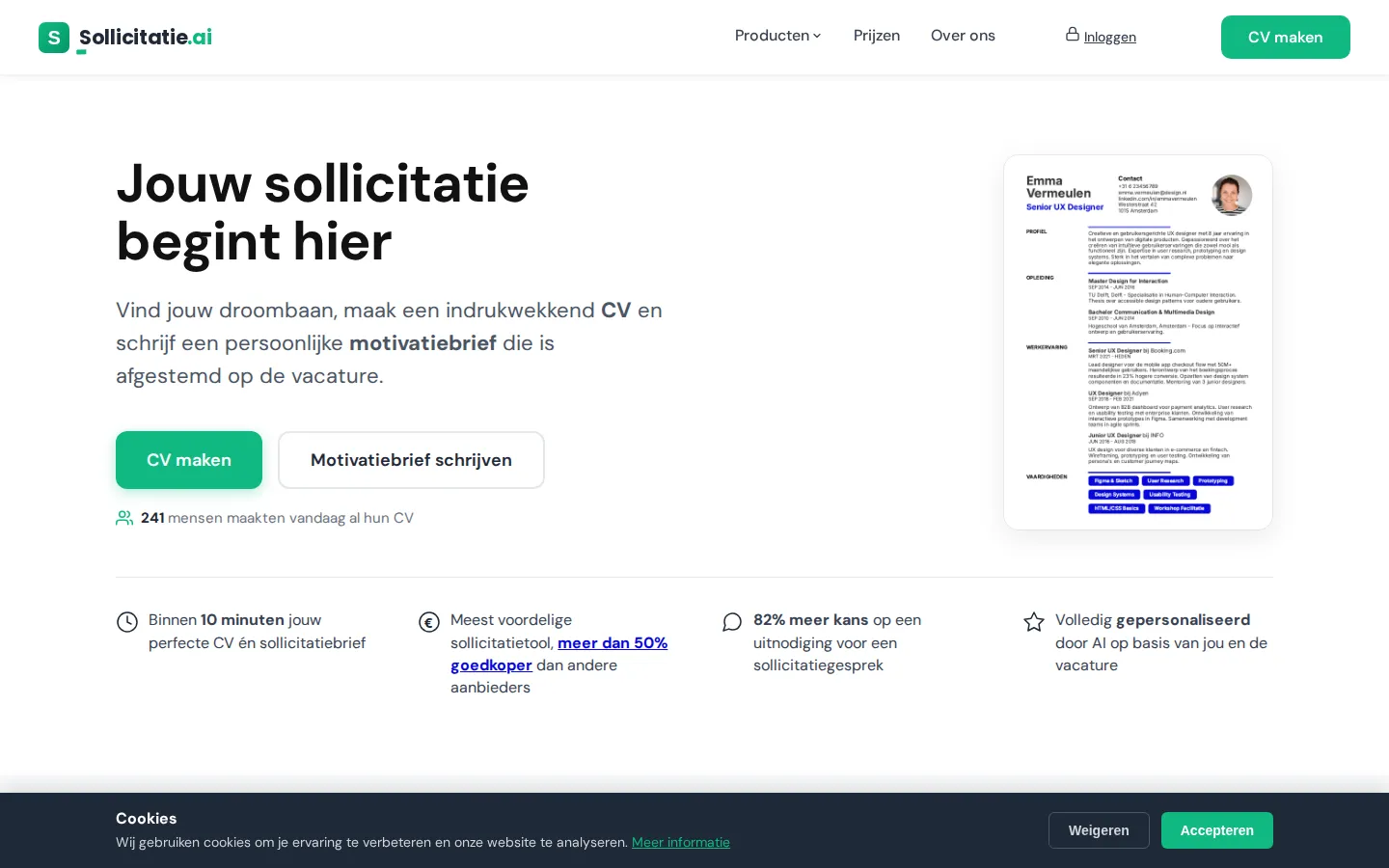 Screenshot van Sollicitatie.ai